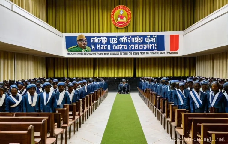 마보투 세세 세코 정권의 특징 - **Prompt: Resource Paradox and Fading Infrastructure**
    A poignant landscape depicting the stark ...