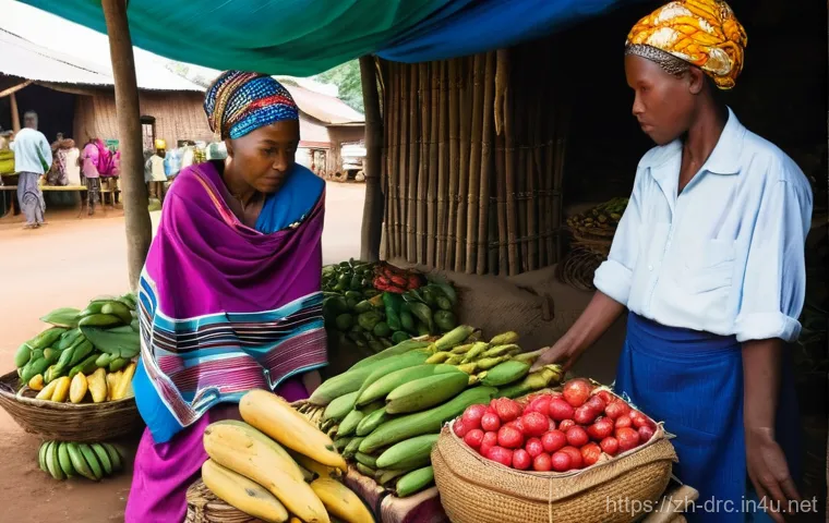 콩고 전통 부족 문화의 변화 - **Prompt:** A hopeful and forward-looking image of young adults in a rural Democratic Republic of Co...