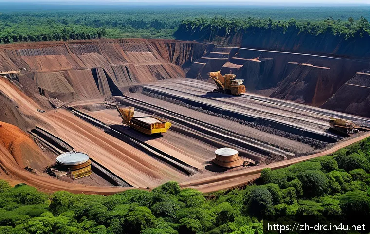 콩고 광물 자원 개발 역사 - A detailed, realistic scene of a modern cobalt and copper mine in the Lualaba Province, Democratic R...