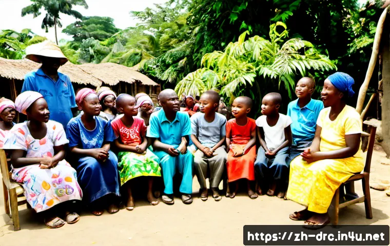 콩고 민주 공화국 언어와 문화 - Photorealistic community storytelling scene in the Democratic Republic of the Congo, a respected eld...